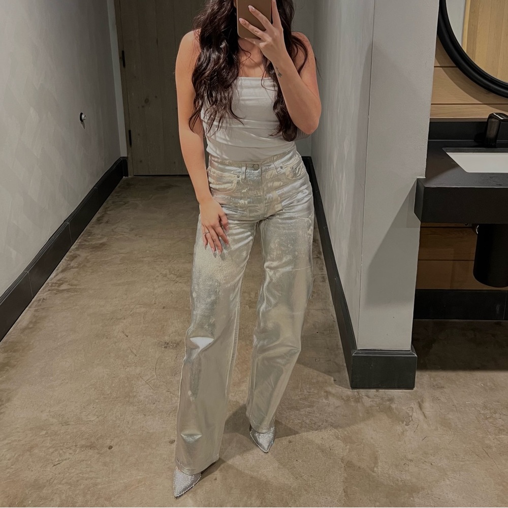 Zara silver/metallic pants